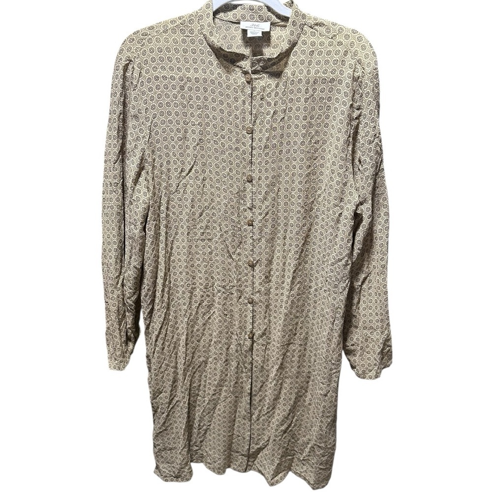 100% silk gold printed tunic l - Picture 3 of 8